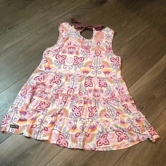 Matilda Jane Printed Adventure Begins Breathe Deeply Tunic Tank Top Size Medium - Picture 11 of 11